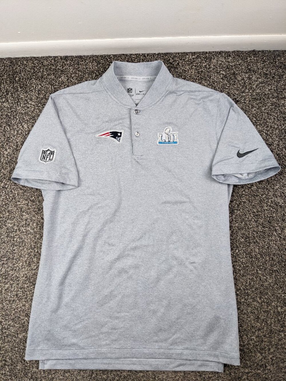 New England Patriots Polo Shirt Nike On Field Super Bowl LII 52 Mens Medium